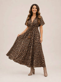 Vine & Love - V-neck Dolman Design Maxi Dress