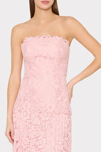 Milly - Norelle Mixed Laces Pleated Maxi Dress