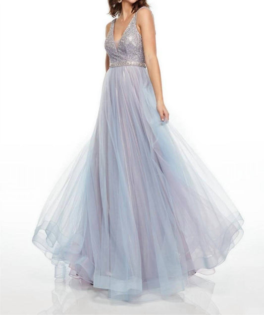 Rachel Allan - Tulle A-line Prom Gown With Ab Stones