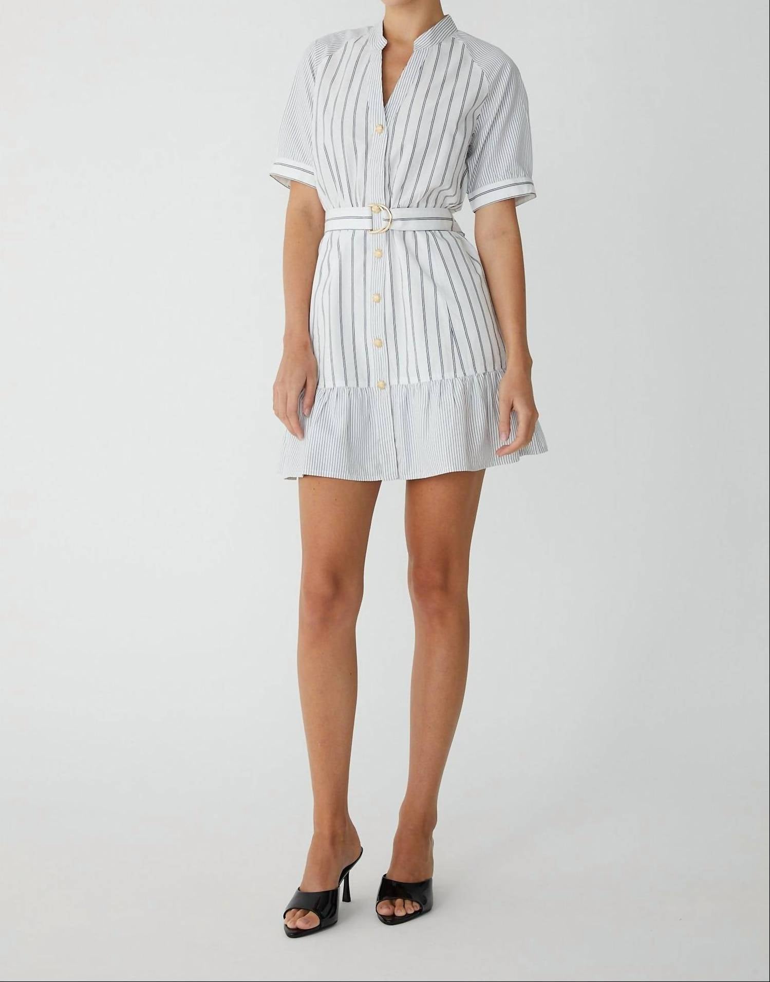 js71 Starla Dress in white black stripe - women's dress