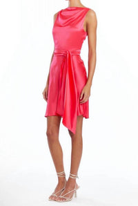 Amanda Uprichard Rosemary Silk Mini Dress in begonia - women's dress - detail view