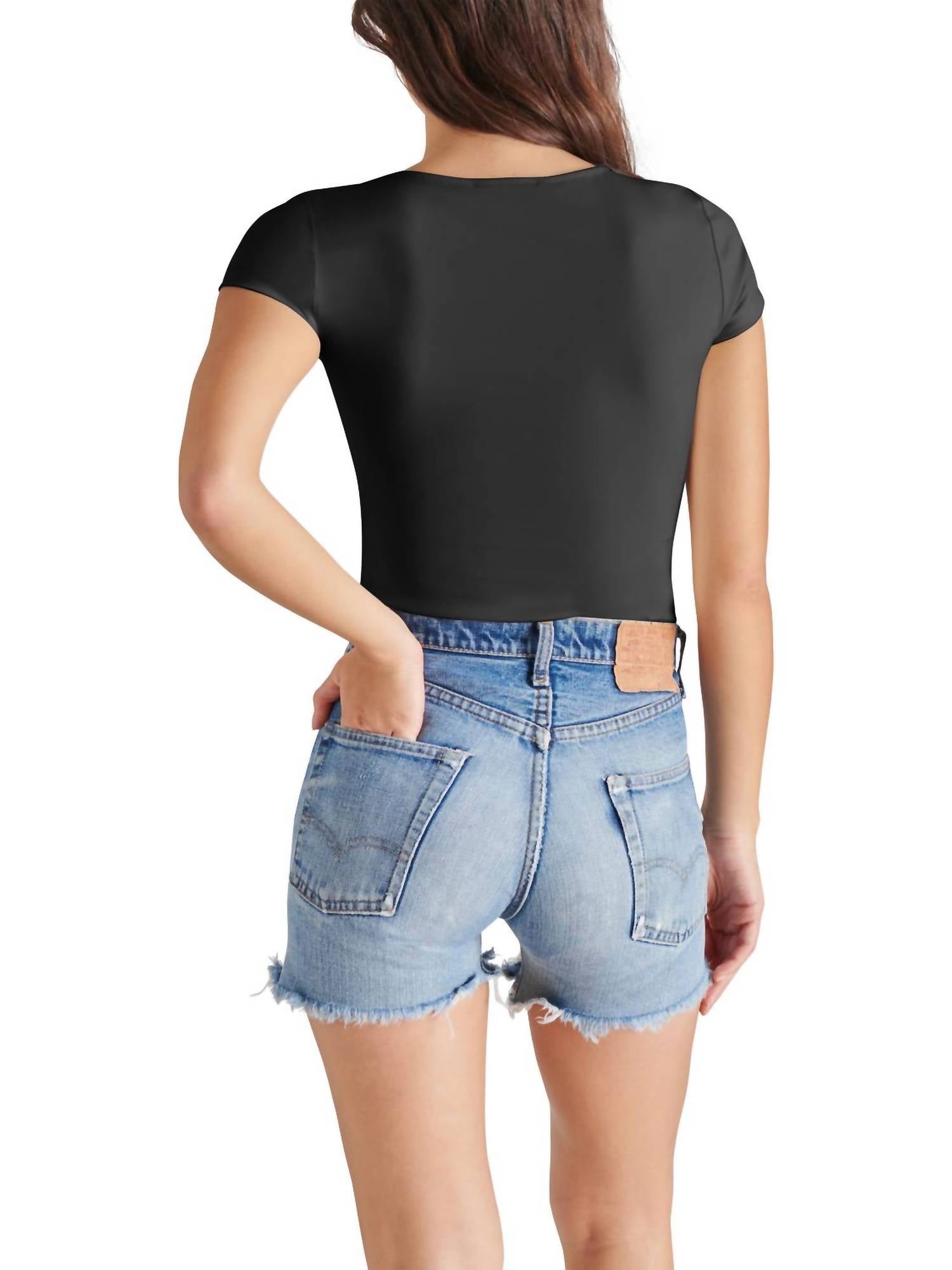 STEVE MADDEN Erica Bodysuit in black 1 - women's shirt - detail view