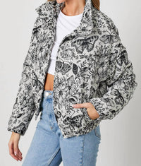 Polagram - Fluttering Hearts Butterfly Puffer Jacket