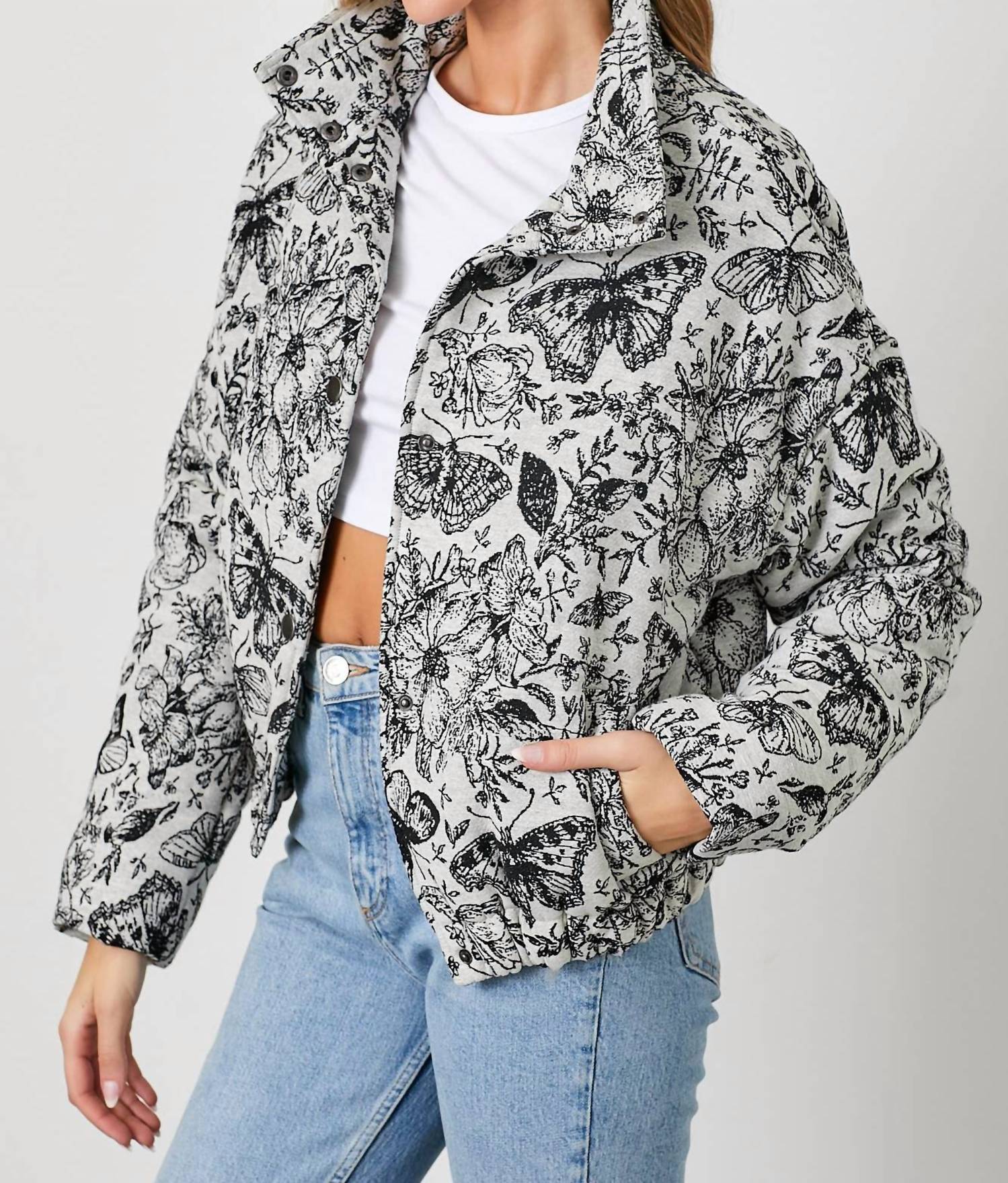 Polagram - Fluttering Hearts Butterfly Puffer Jacket