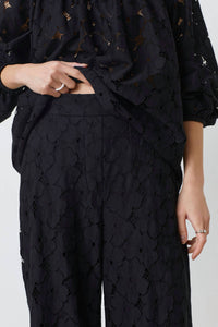 Suncoo - Eyelet Wide Leg Pants