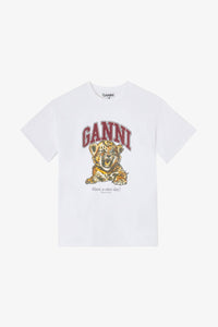 Ganni - Women's Heavy Cotton Jersey Beaded Baby Tiger Print Top