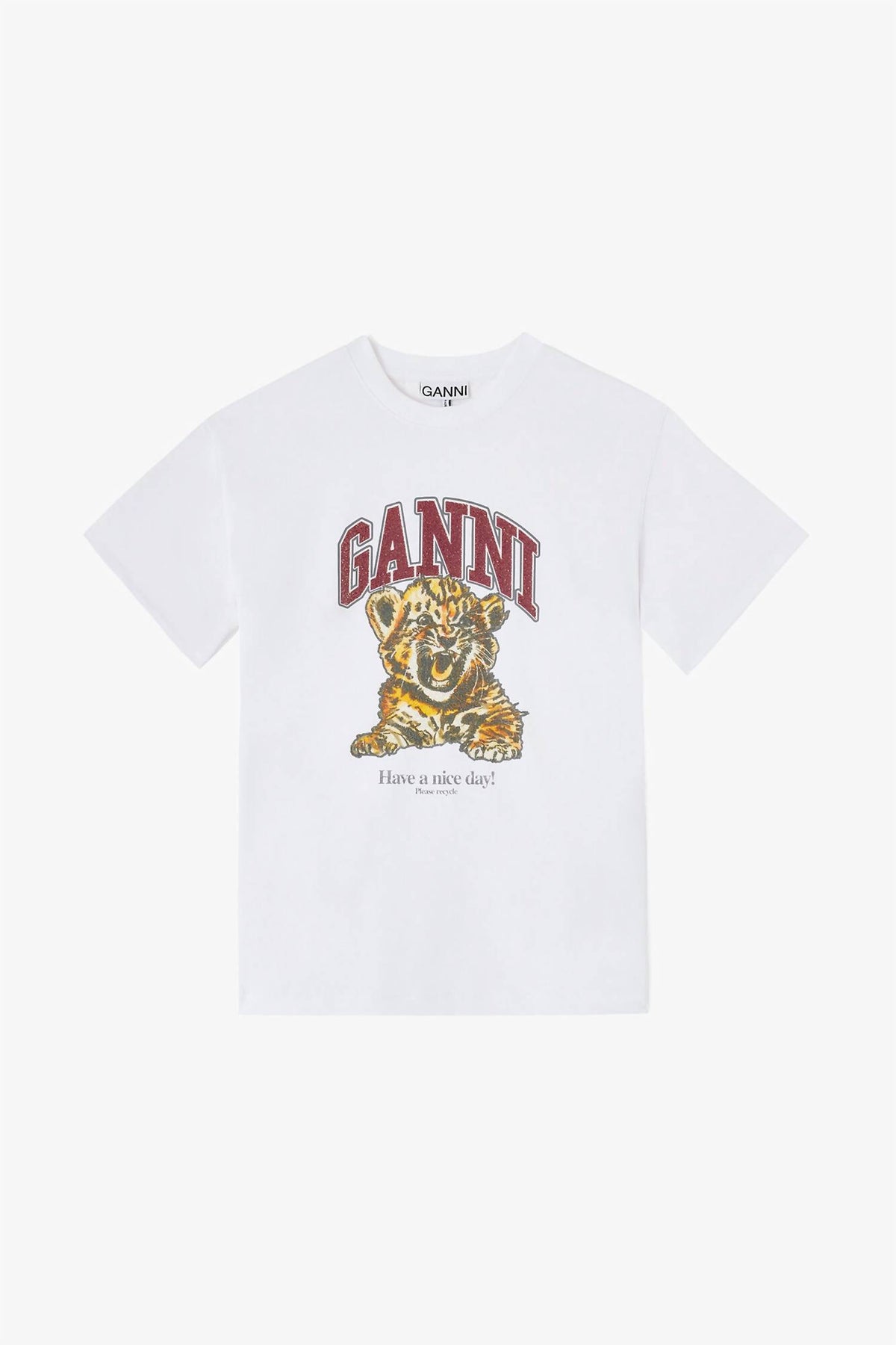 Ganni - Women's Heavy Cotton Jersey Beaded Baby Tiger Print Top