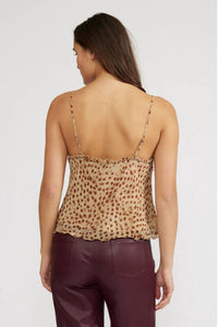 LUCY PARIS Camila Ruffle Tank in cheetah - women's shirt - detail view