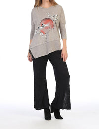 Jess & Jane Thousand Miles Mineral Washed Dolman Sleeve Cotton Top - Plus in taupe - women's blouse