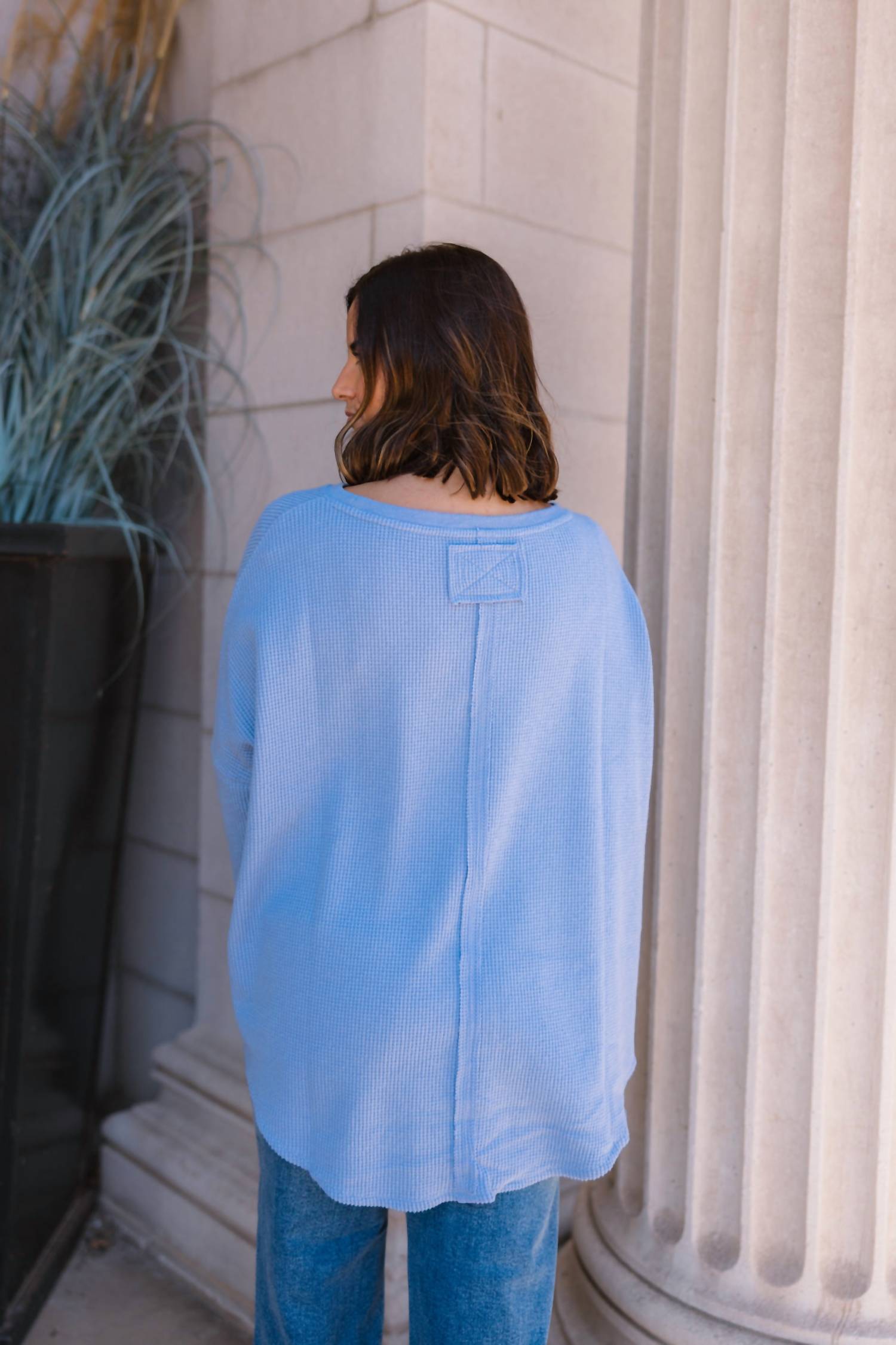 Free People Latte Blues Solid Thermal Top in dawn breeze - women's t-shirt - view 5
