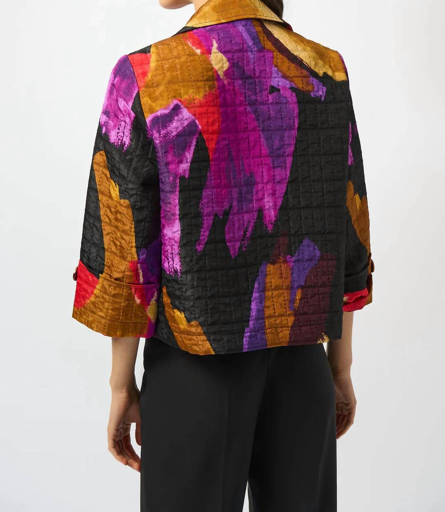Joseph Ribkoff - Textured Abstract Print Boxy Jacket
