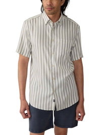 Faherty Short Sleeve Movement Monterrey Shirt in clover valley stripe - men's t-shirt