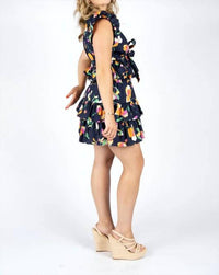 Meet Me in Santorini Adelina Floral Top in santorini adelina floral top in navy - women's blouse - detail view