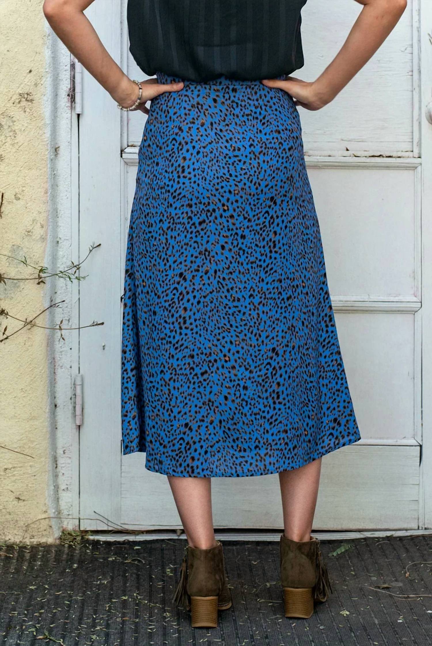 Skies Are Blue - Persian Animal Print Midi Skirt