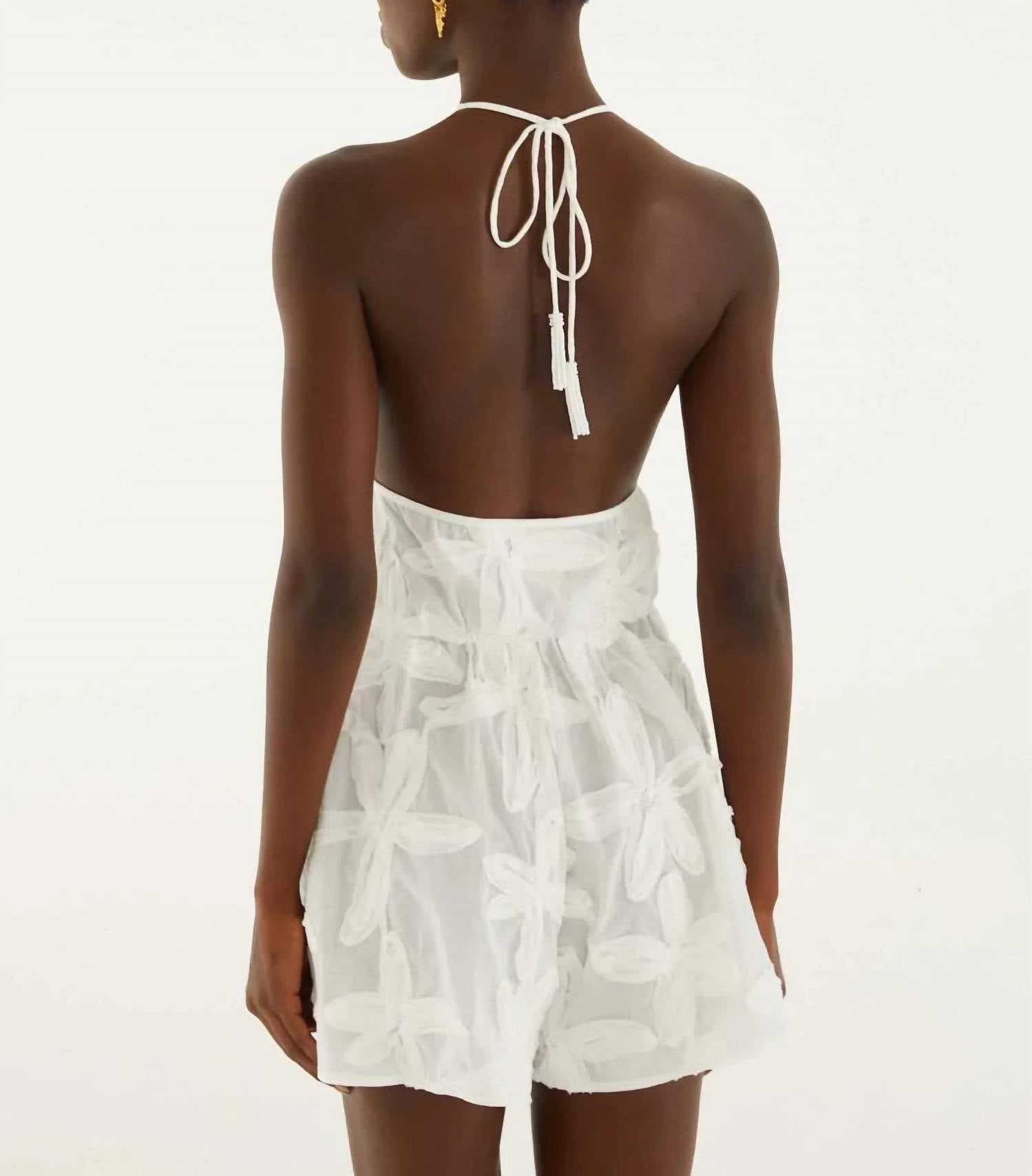 Farm Rio - Embroidered Neck Tie Romper