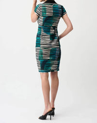 Joseph Ribkoff - Geometric Cascade Knit Sheath Dress