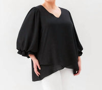 Karen Kane - Layered Sleeve Asymmetric Top - Plus Size