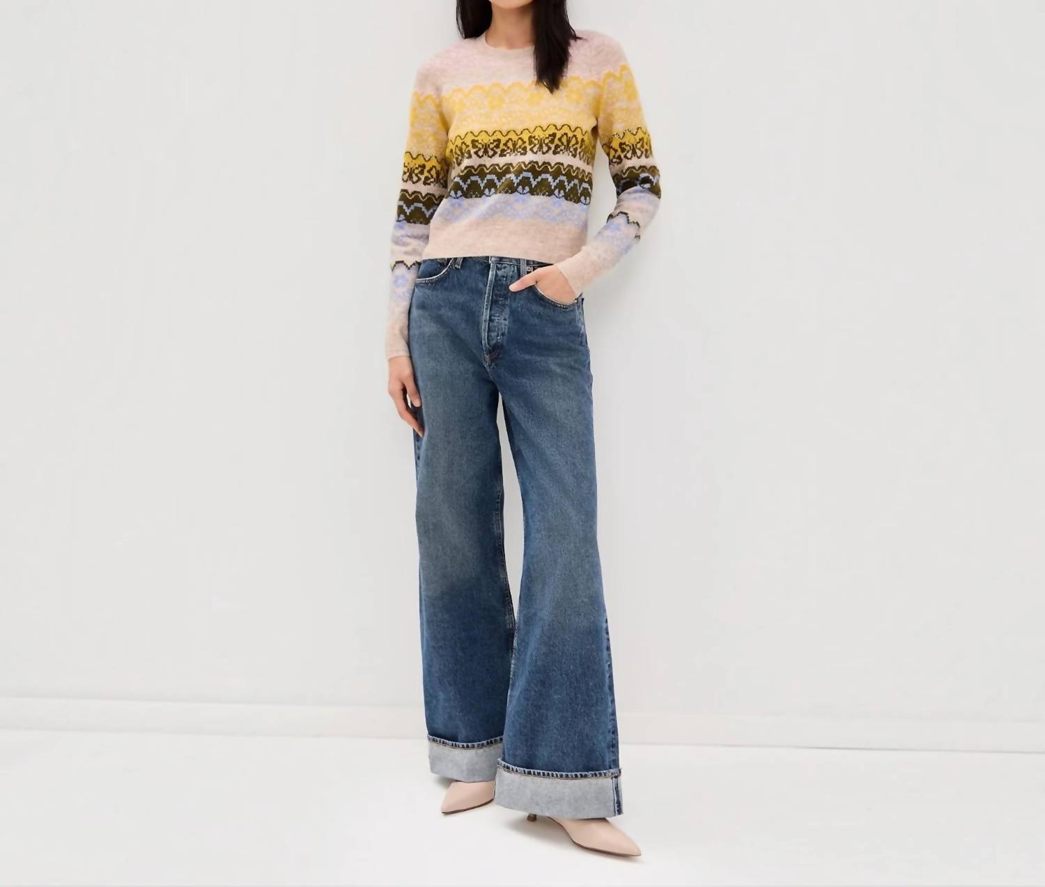 Cinq A Sept - Lace Fair Isle Pullover Sweater