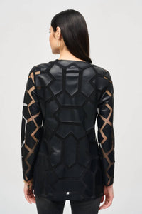 Joseph Ribkoff - Pleather Edge To Edge Long Sleeve Jacket