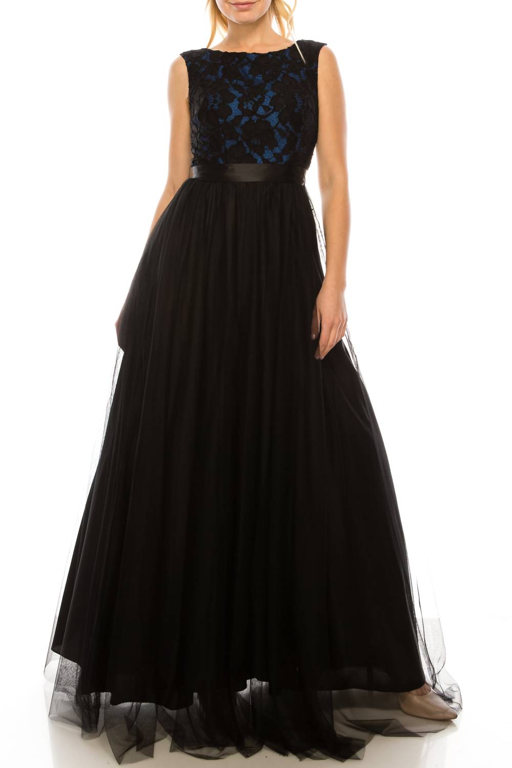 Aidan Mattox - Sleeveless Floral Lace Bodice Dress