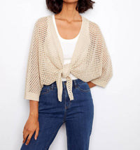 Charlie B - Crochet Lurex Tie-front Bolero