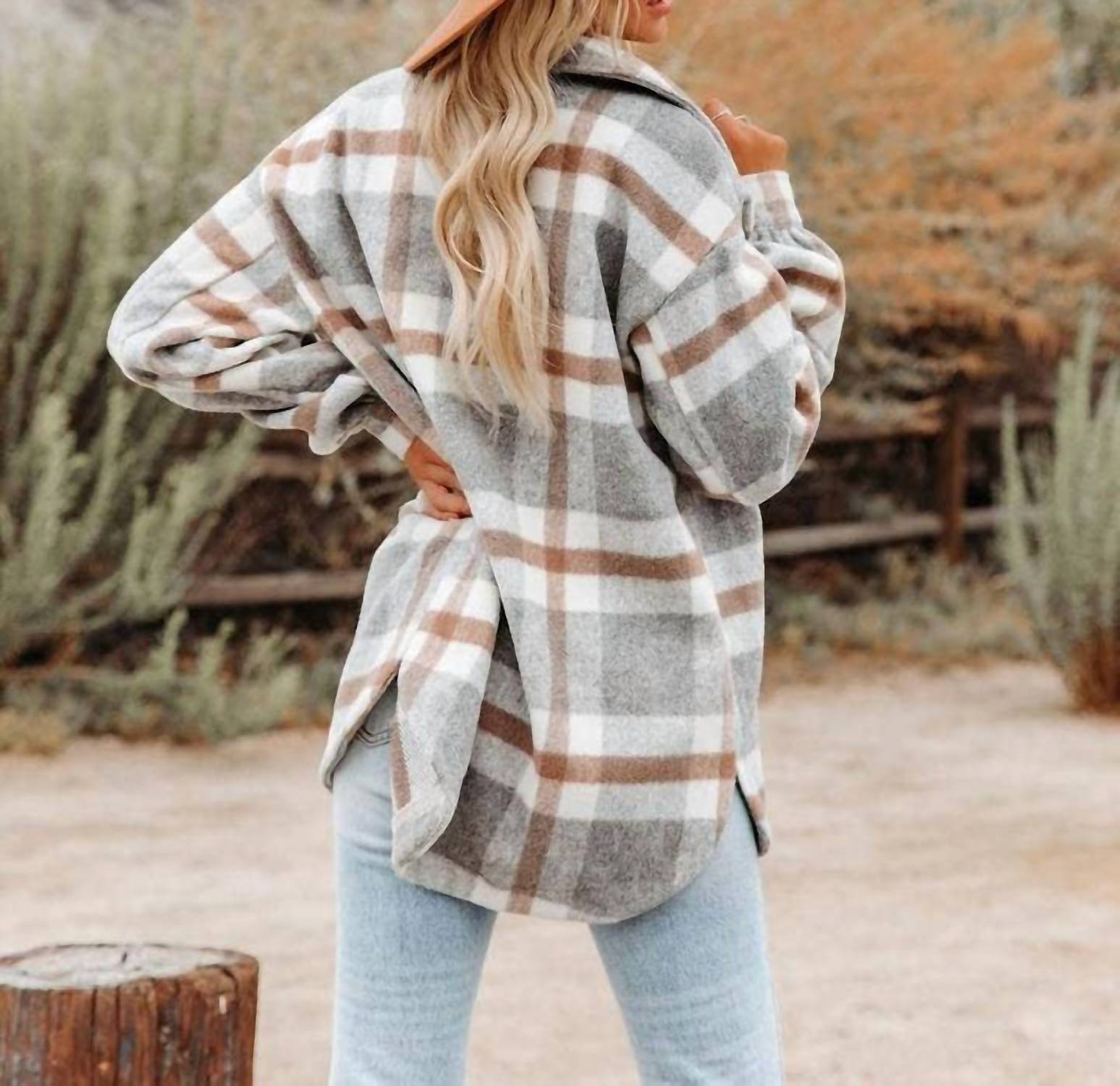 Lovesoft - Plaid Button Flannel Shirt Jacket