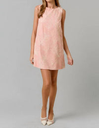 lalavon Monica Embroidery Sleeveless Dress in pink ivory - women's dress