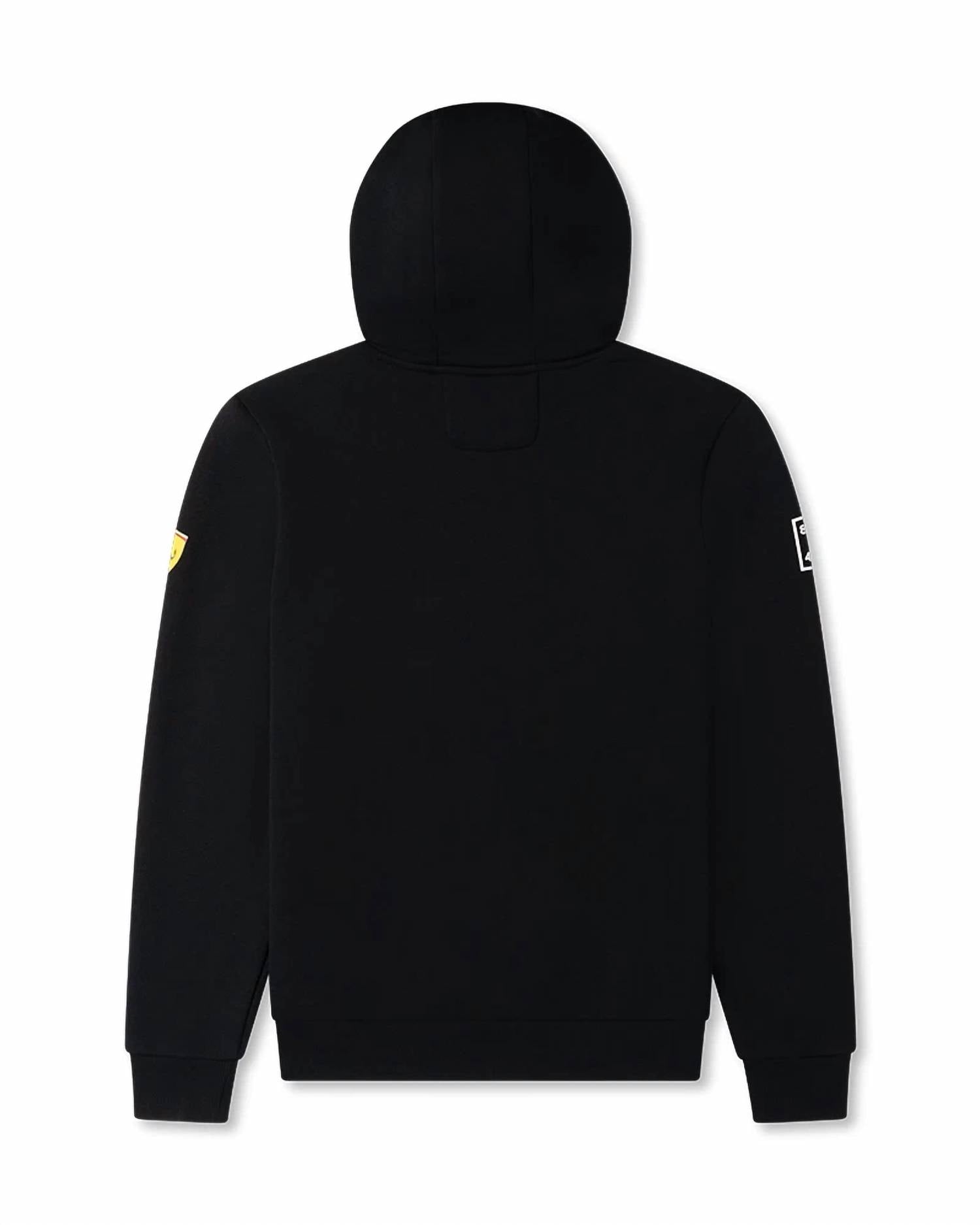 8Six 400 Unisex - Ferrari Pullover Hoodie in black with yellow stripe - men's shirt - detail view