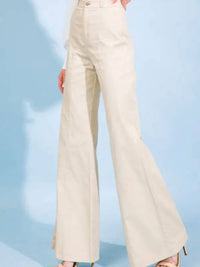 FLYING TOMATO High Cotton Pant in beige - women's pants