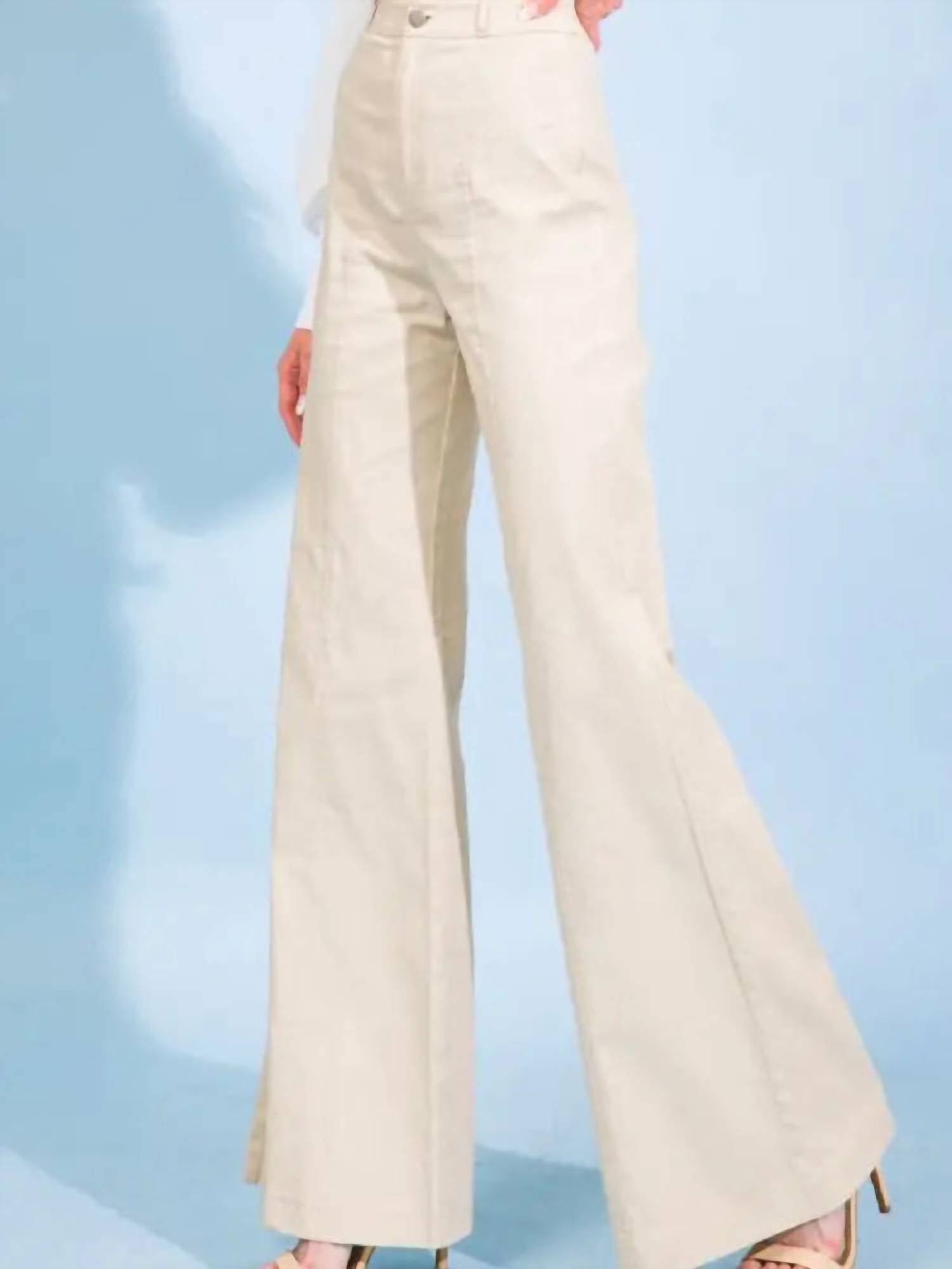 FLYING TOMATO High Cotton Pant in beige - women's pants