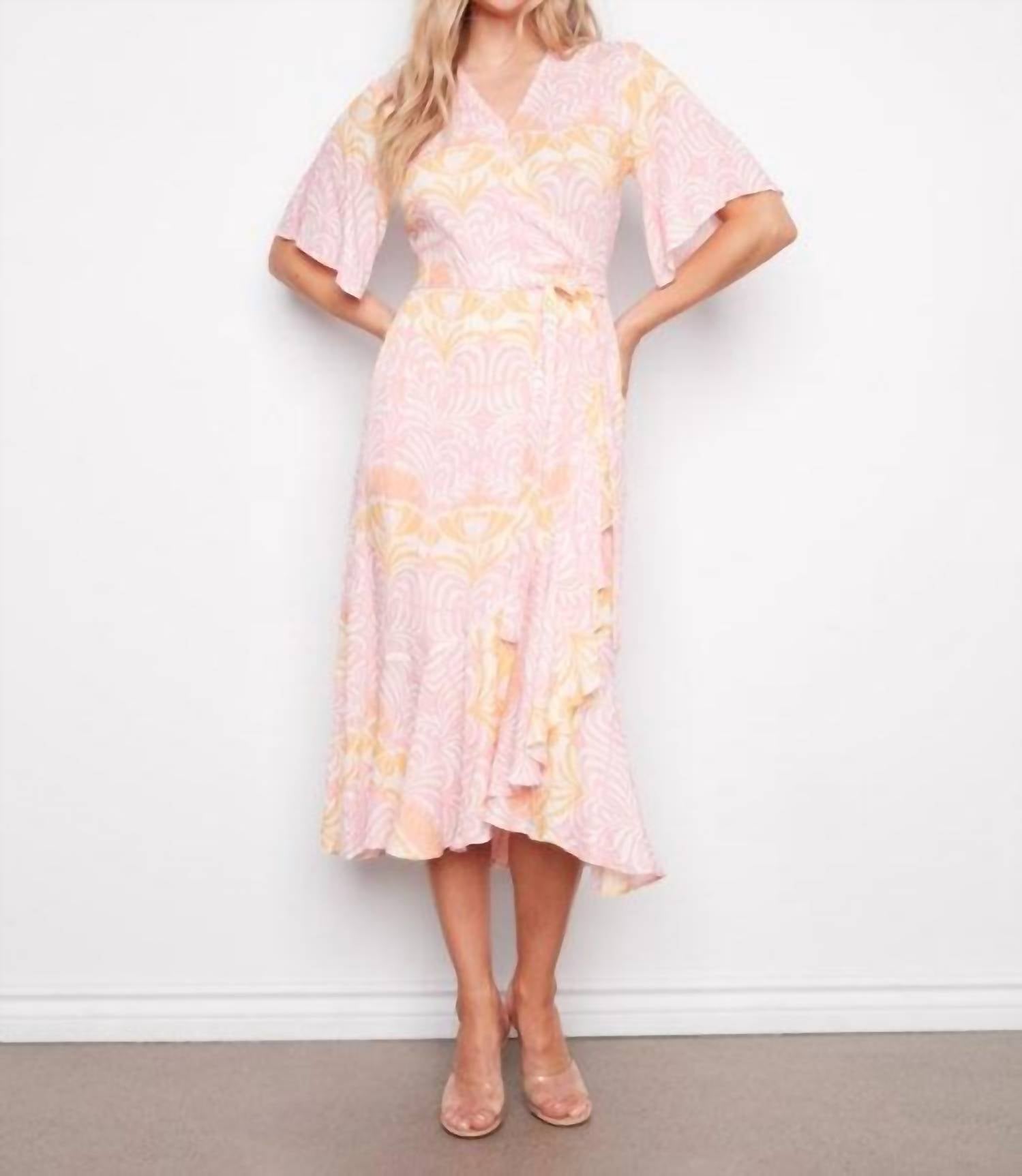 CHARLIE B Printed Flutter Wrap Dress With Self Belt in maeva - women's dress - view 4