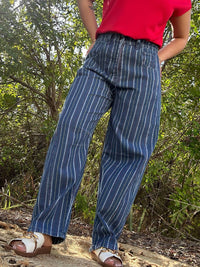 Easel - Stripe Barrel Leg Gypsy Fit Pant