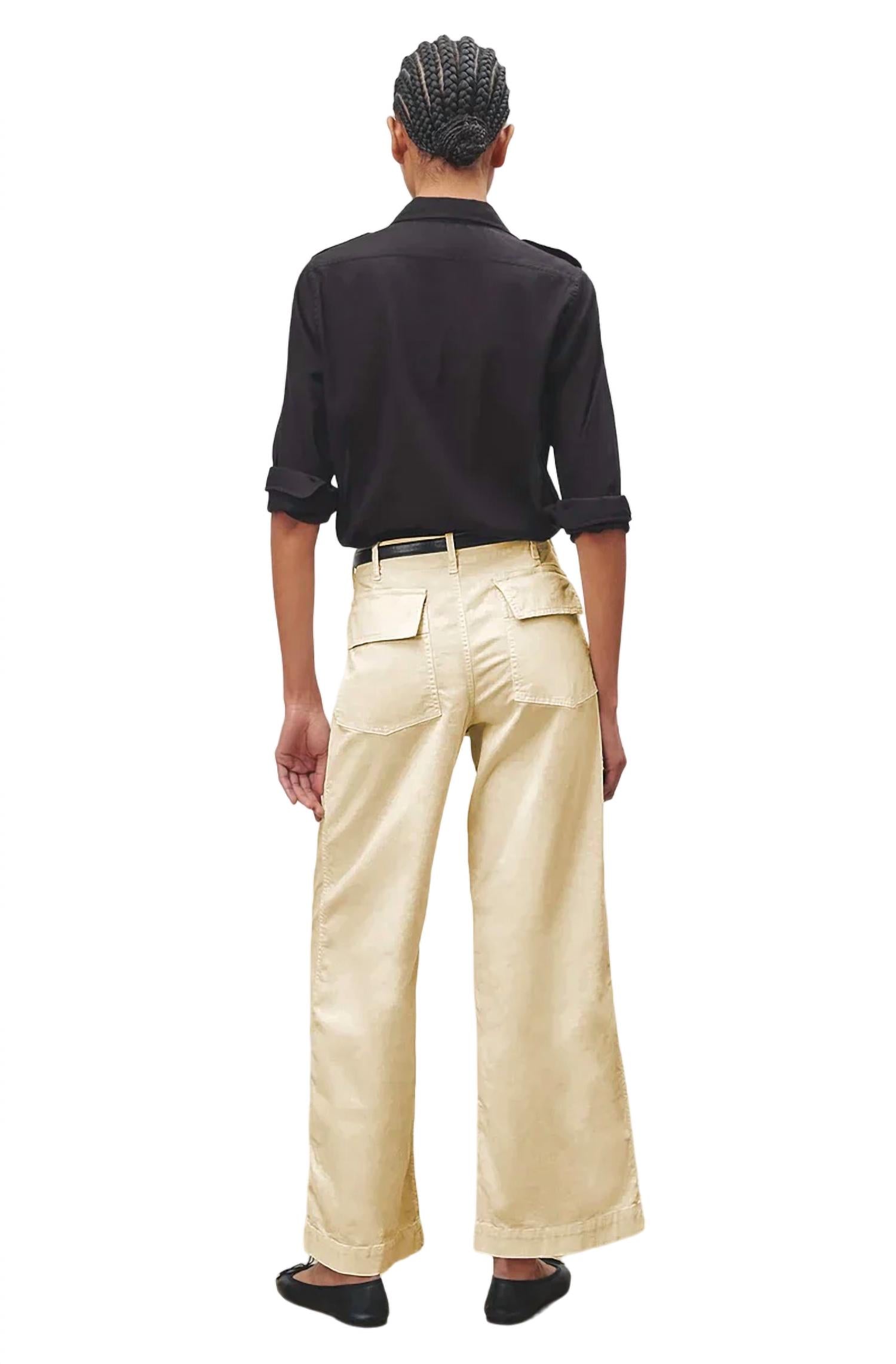 NILI LOTAN LEON BOY PANT in sand stone - women's pants - alternate view