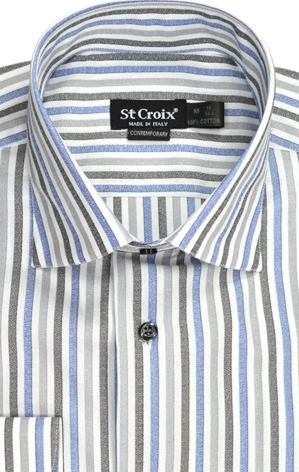 St. Croix - Men's Contemporary Fit Melange Stripe Long Sleeve Woven Shirt