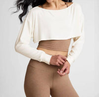 BEYOND YOGA Duet Two-way Convertible Shrug in fresh snow - women's sweater