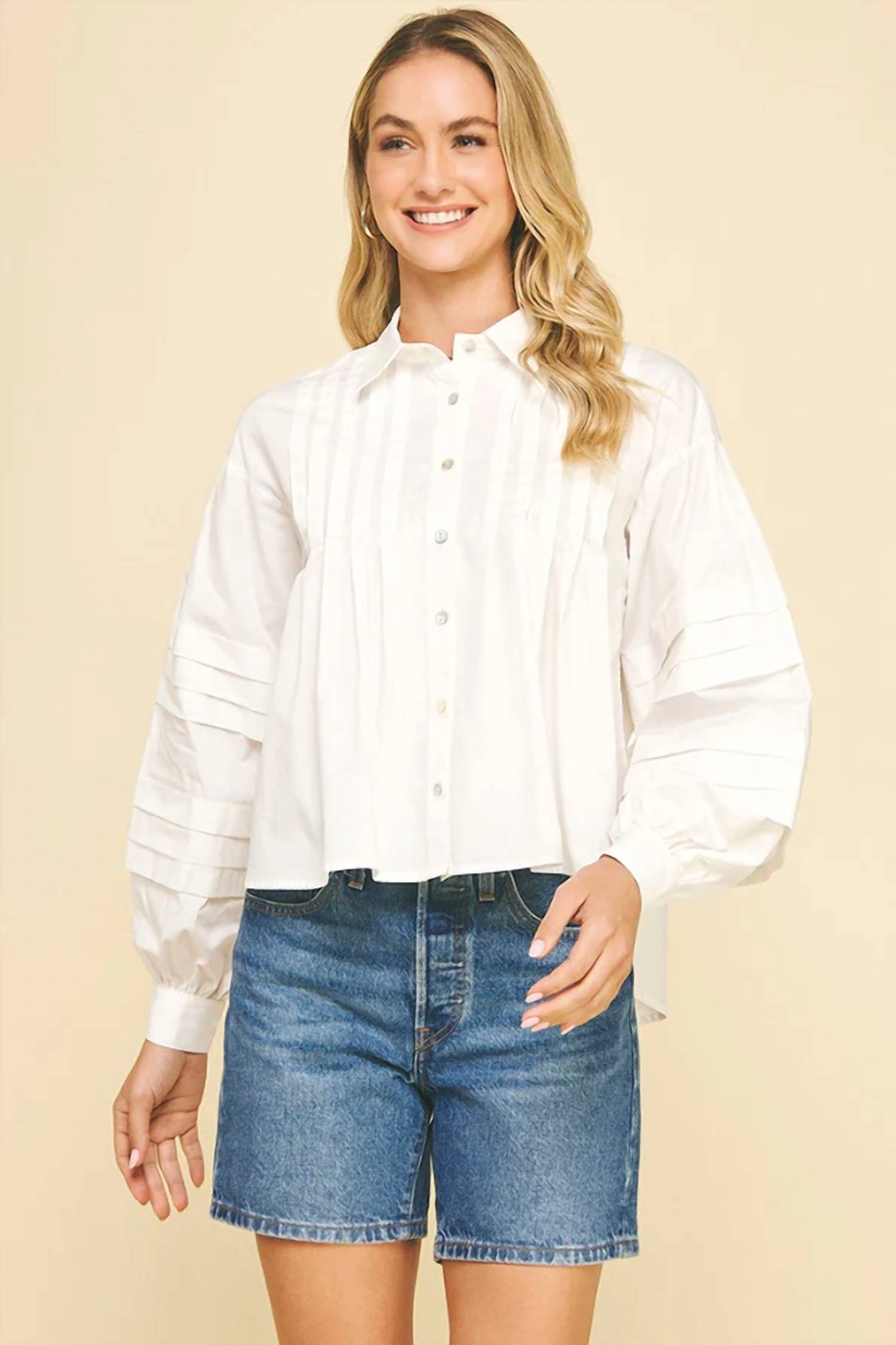 Pinch - Pleat Detailed Button Down Shirt