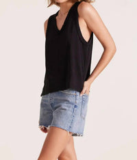 Bobi - V Neck Raw Edge Tank Top