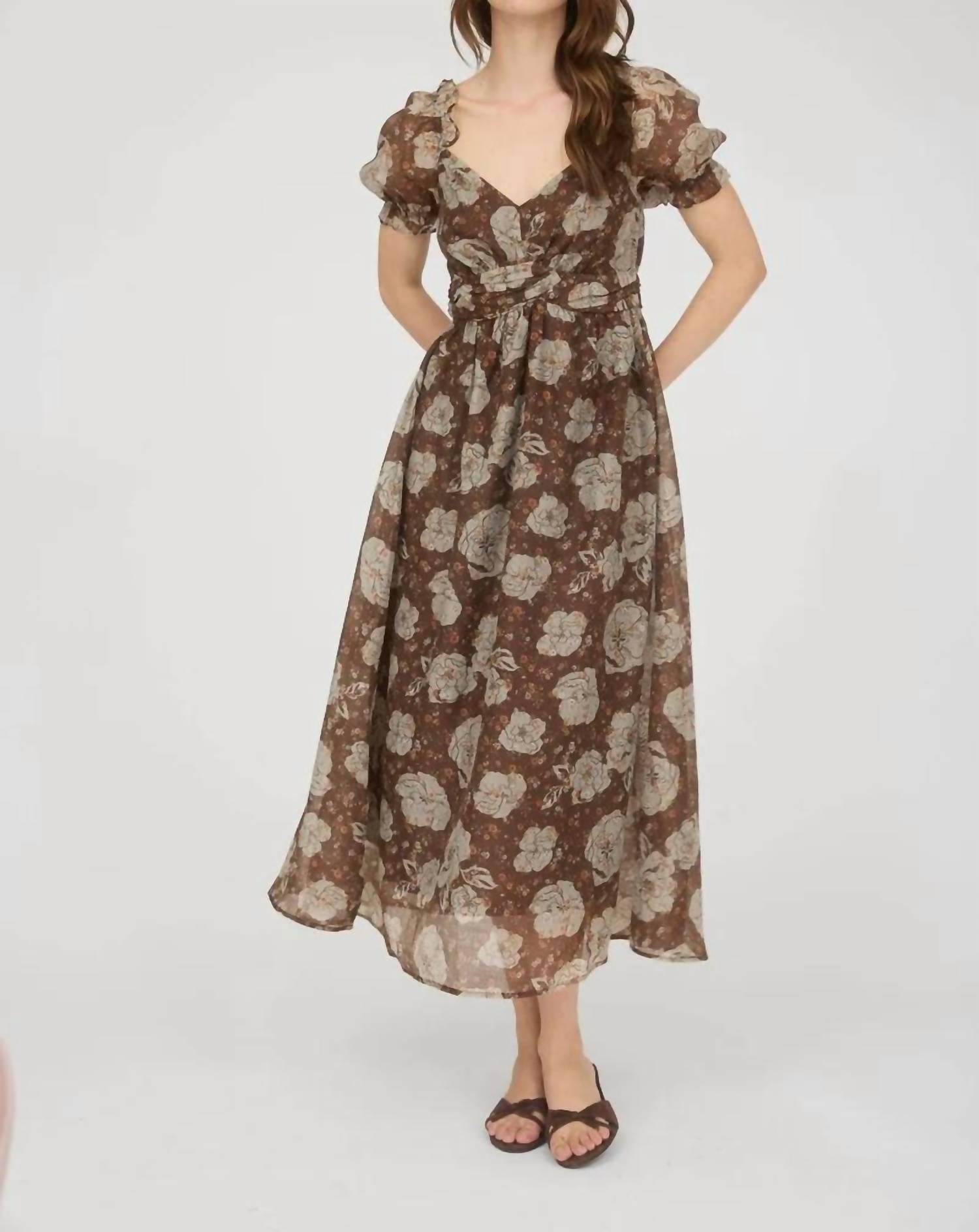 Blu Pepper - Floral Sweetheart Back Tie Midi Dress