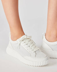 STEVE MADDEN Women's Shock Leather Sneaker in white - women's sneaker - alternate view