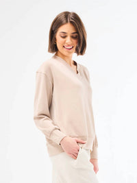 Mary Square Hazel Top in mink - women's long sleeve top - alternate view