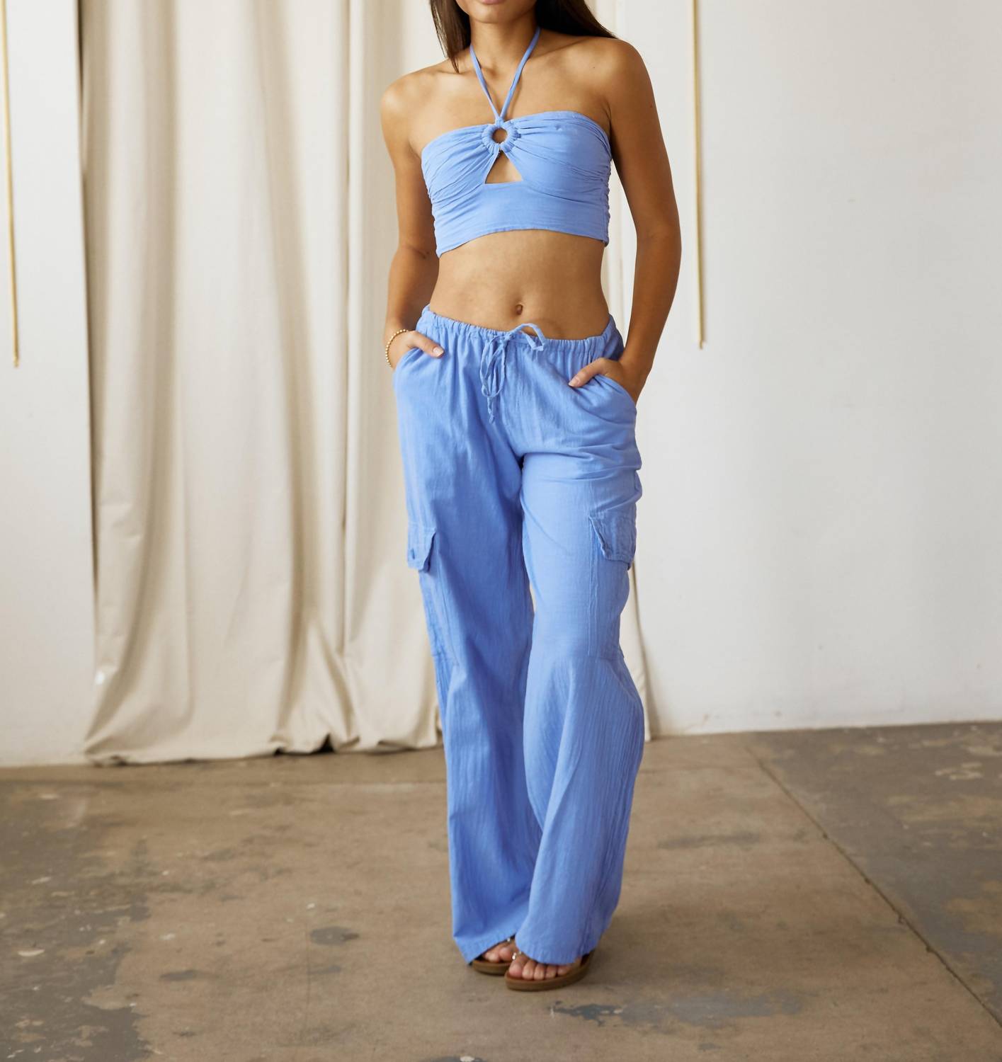 Blanco By Nature - Oversized Cargo Drawstring Pants