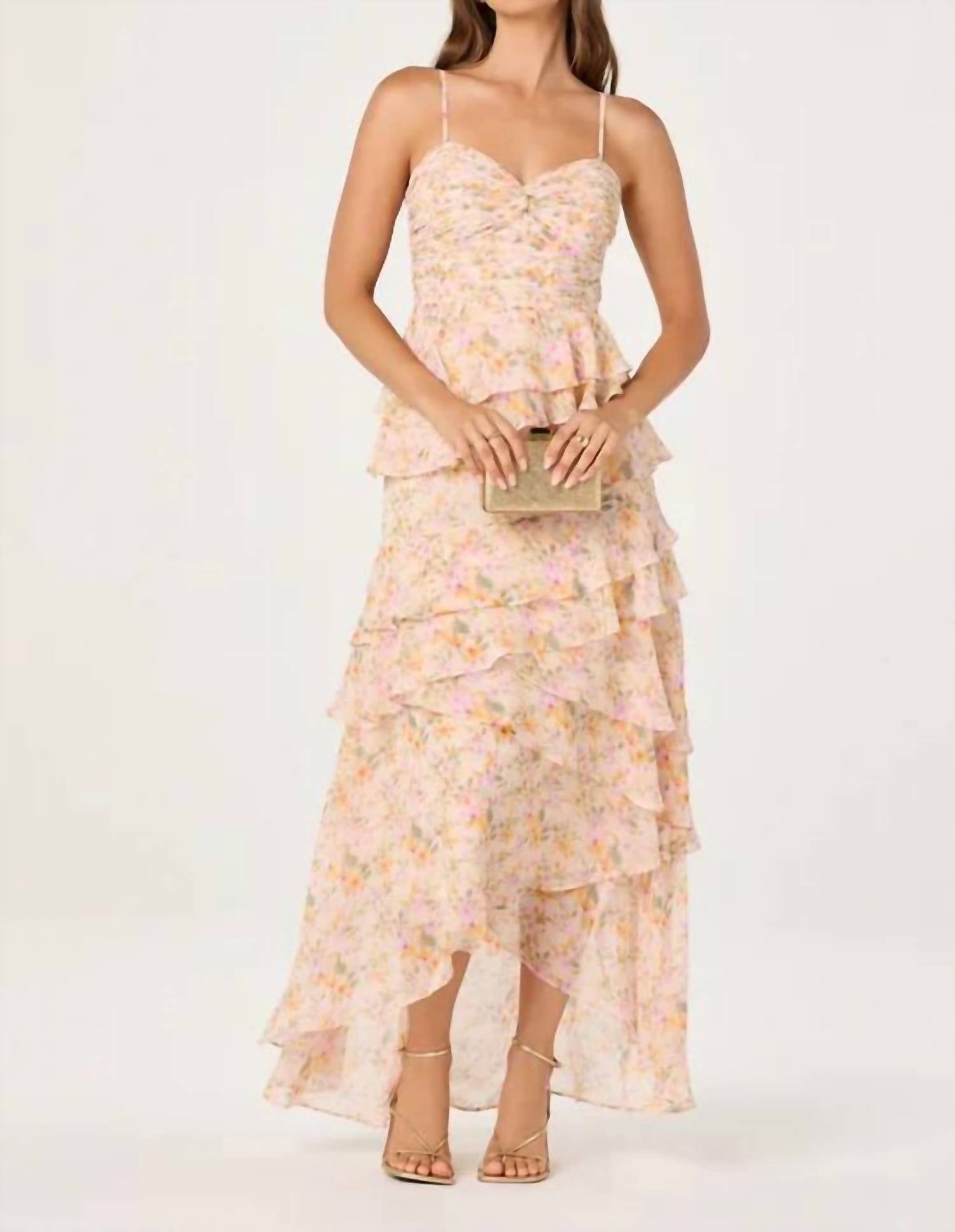 Astr - Coline Ruffle Chiffon Maxi Dress
