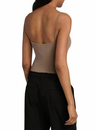 STAUD Soleil Soft Ribbed Cropped Tank Top in taupe - women's tank top - alternate view