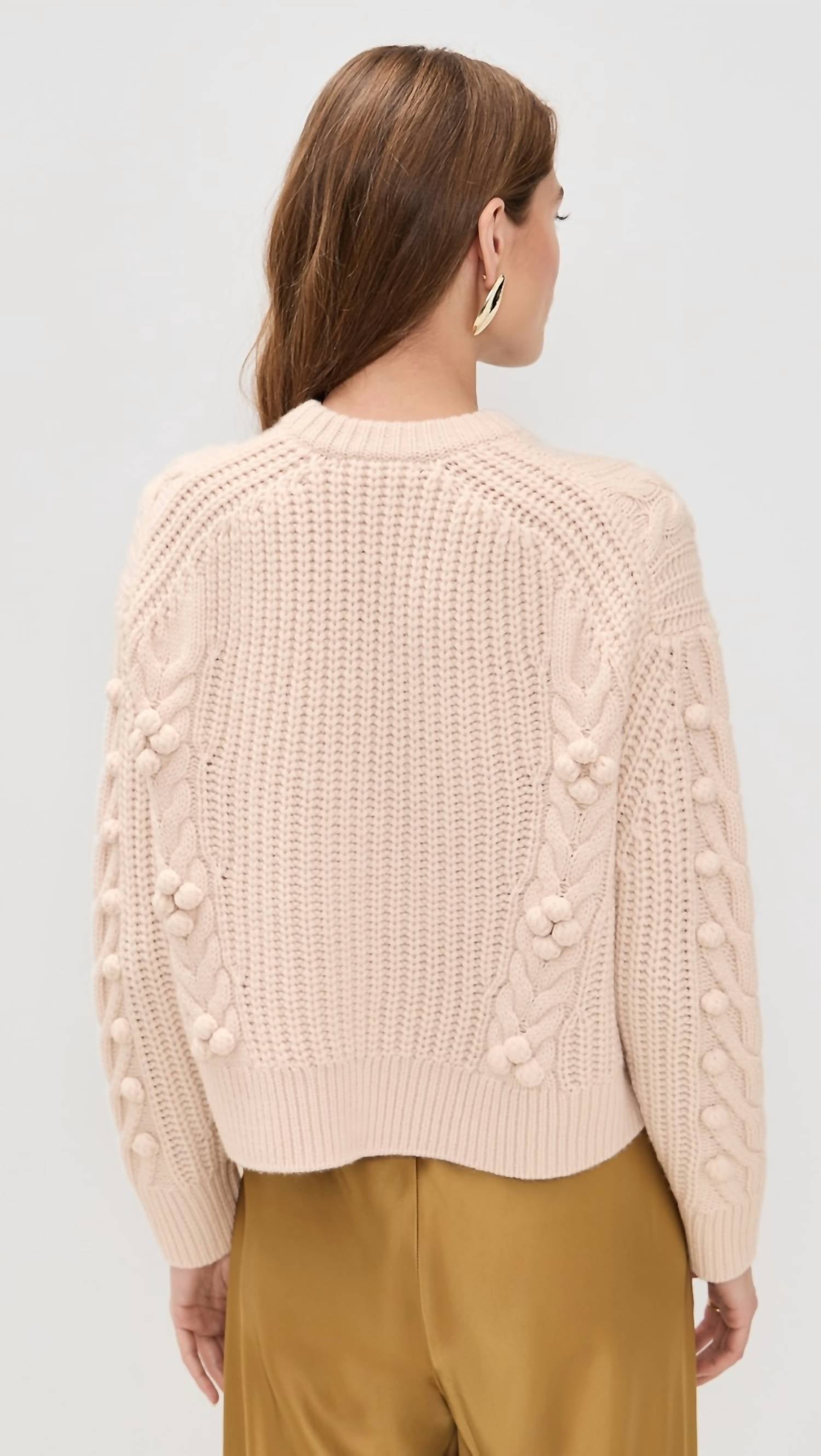 Ulla Johnson Indra Cable Knit Pullover Sweater in alabaster - women's sweater - detail view