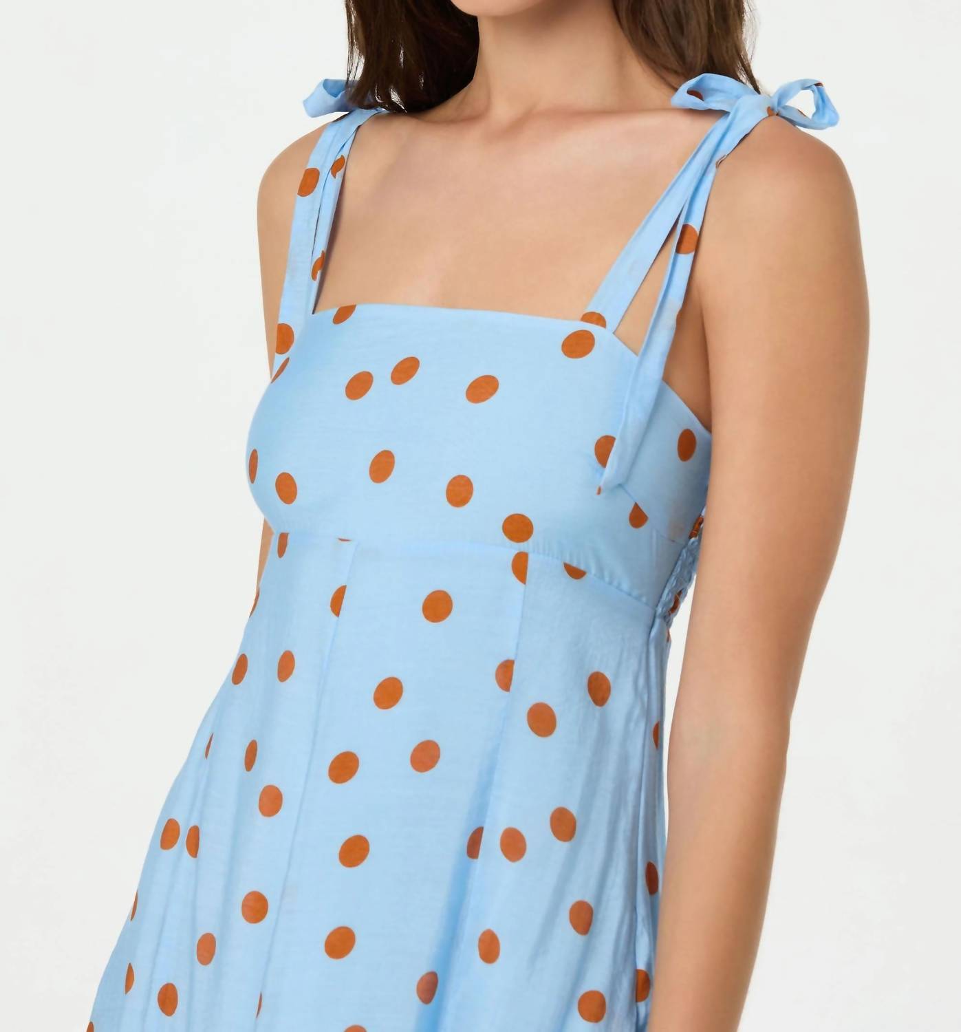 ASTR Lillian Polka Dot Midi Dress in blue rust - women's dress - view 5