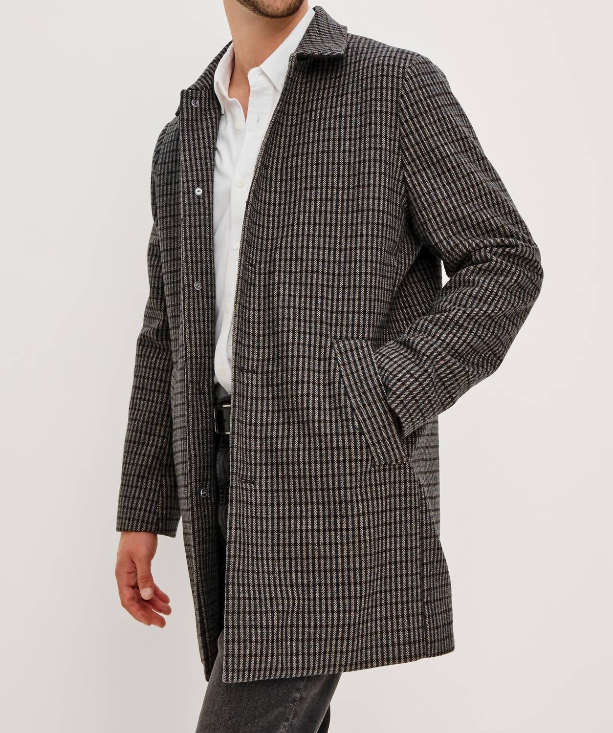 Rails Men's Hockney Coat in grey check plaid - men's jacket - alternate view