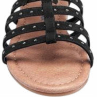 Nina Women's Cybil Fringe Sandals in black suede - women's sandal - detail view
