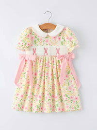 Rylee Faith Designs - Baby Girls Easter Bunny Embroidery Smocking Cute Dress