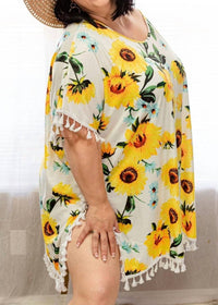 Shirley Stone - Sunflower Fringe Caftan Top