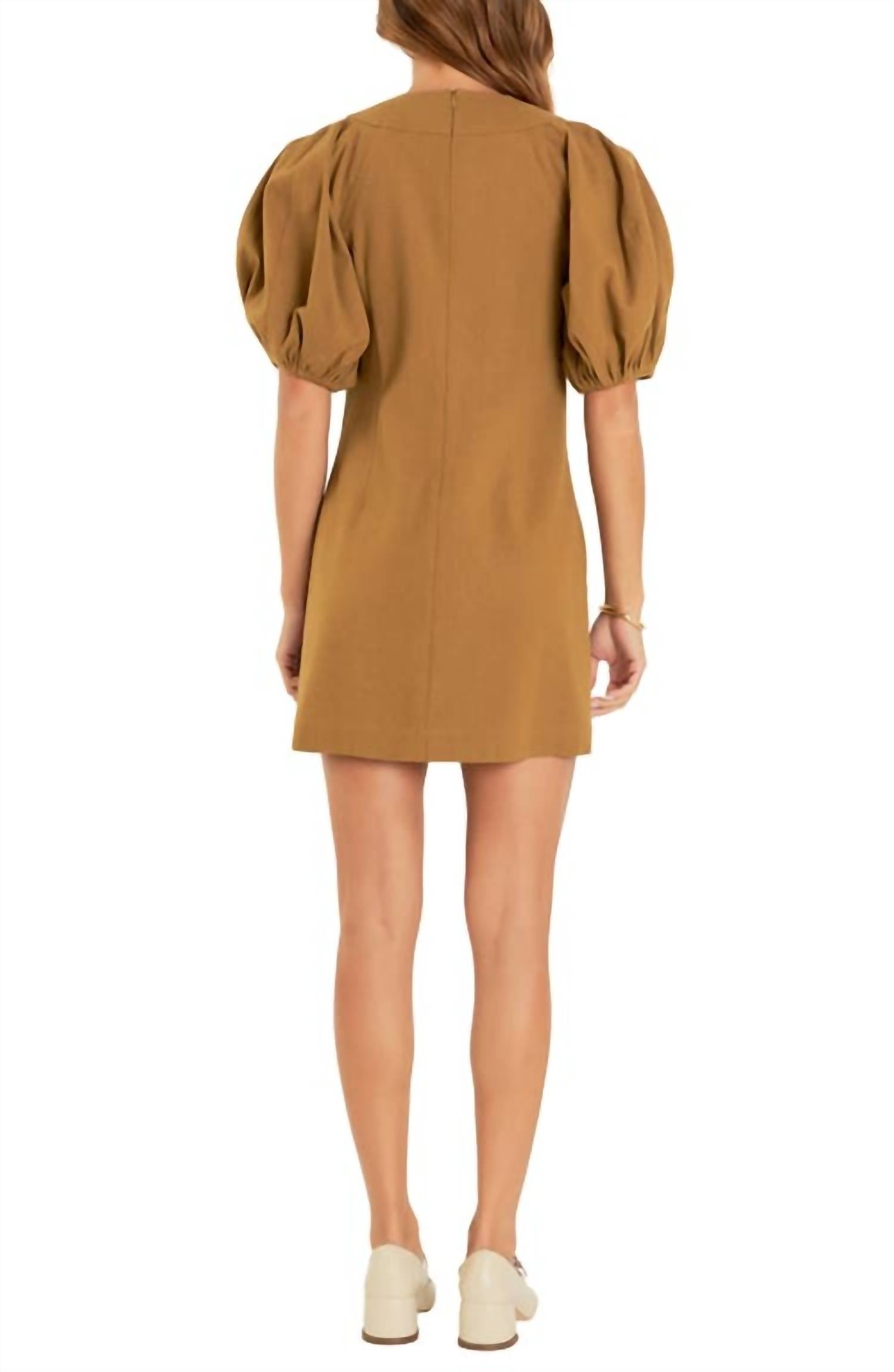 English Factory - Laced Up Puffed Sleeve Mini Dress